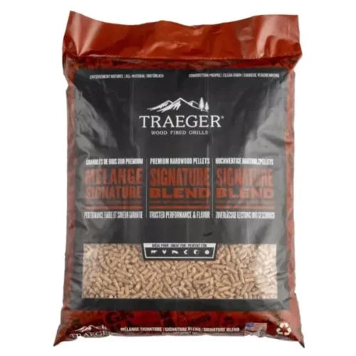 Drevené pelety TRAEGER FSC Signature Blend – Paleta 630 kg (70 vriec × 9 kg)